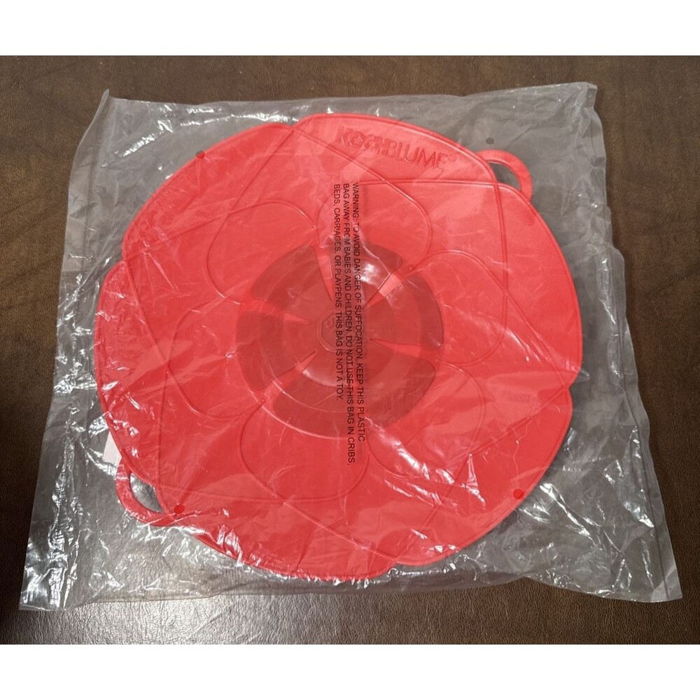 NEW Kuhn Rikon Kochblume Boil Over Spill Stopper Silicone Lid 11” Large Red